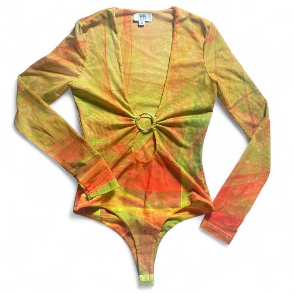 Farai London Orange and Yellow Swirl Bodysuit - Picture 3 of 6